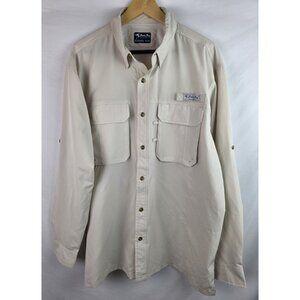 Bimini Bay Outfitters Men's Shirt Size XL Ivory Long Sleeve Vented Top UPF 30